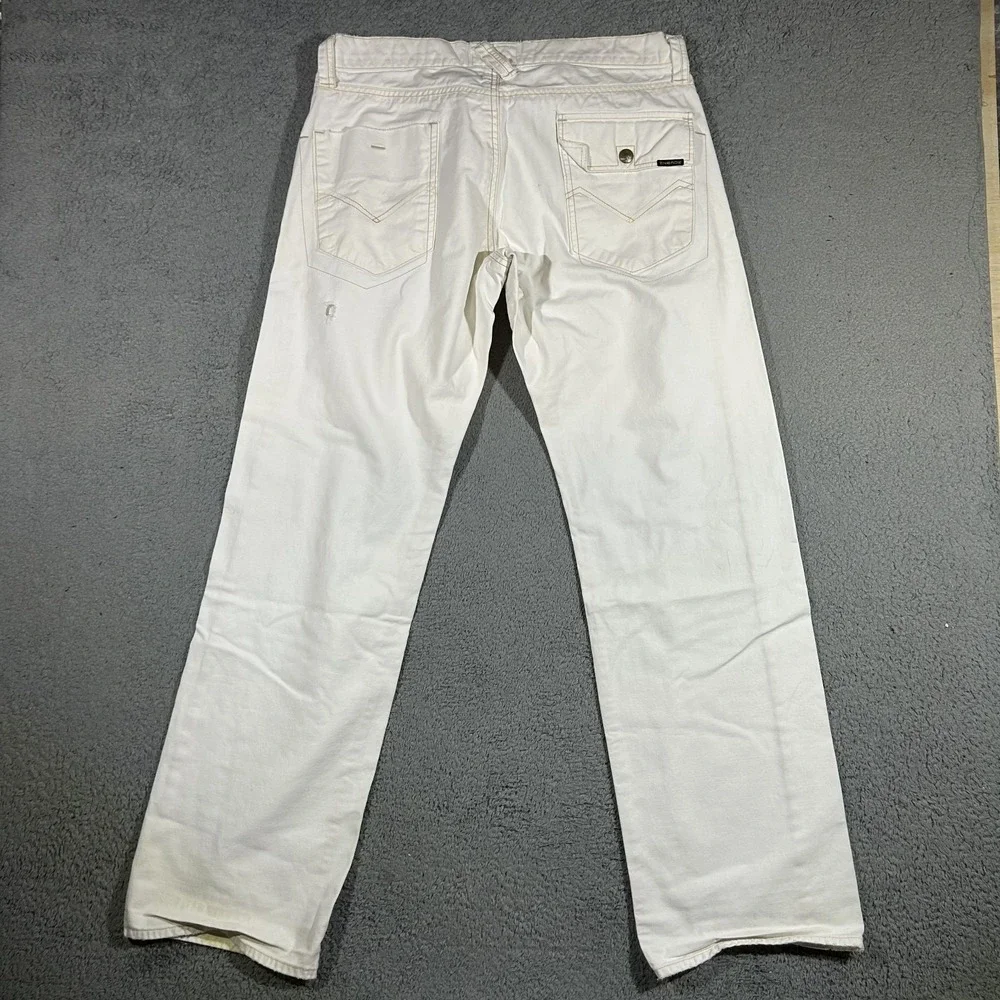 Y2k Energie Jean'session Mens Size 38x35 Regular White Jeans Pants #3626